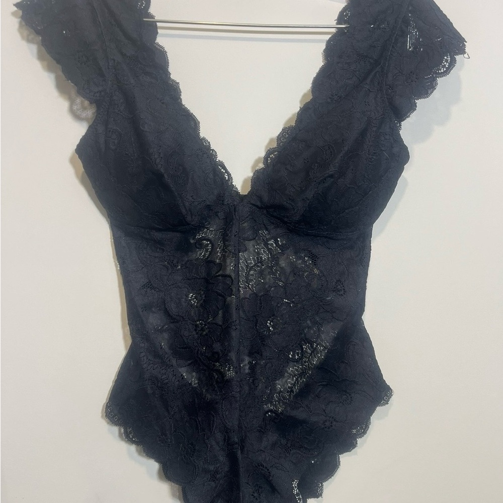 Black Lace V-Neck Bodysuit